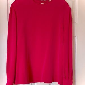 Dana Buchman Vibrant Fuchsia 100% Brushed Silk Blouse
